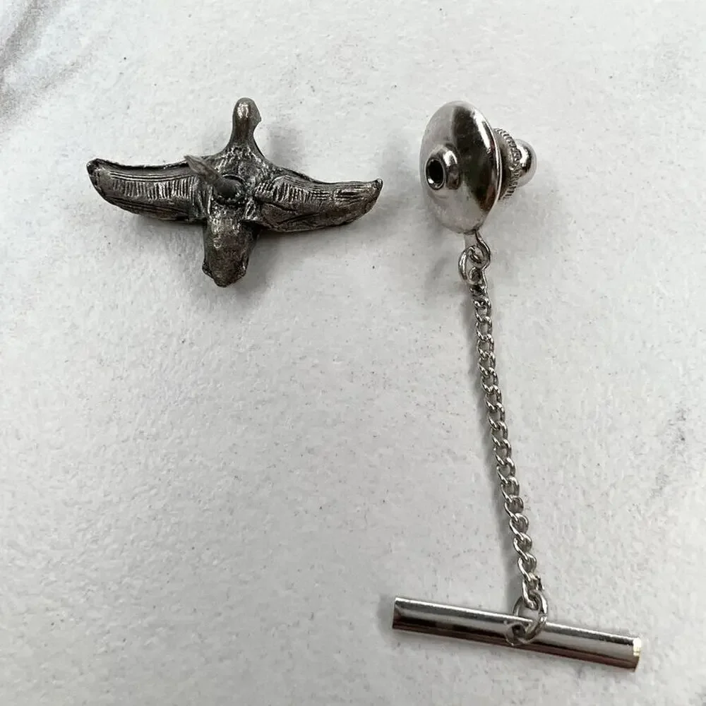 Silver Tone Flying Bird Lapel Tie Tack Pin